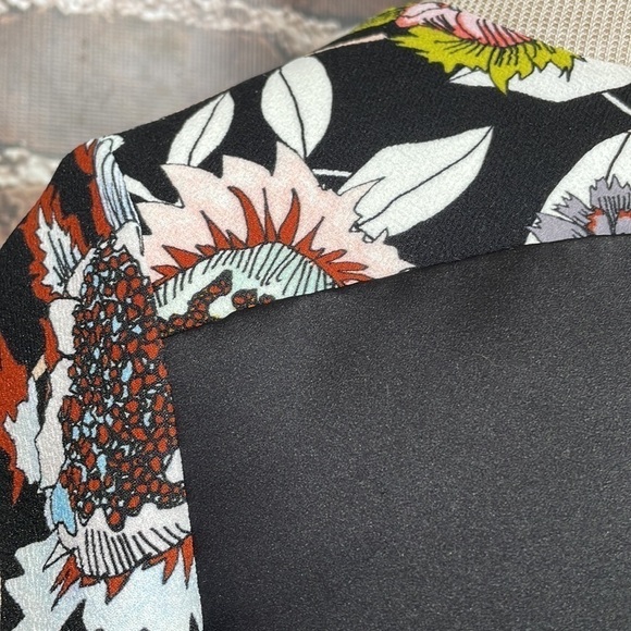 Topshop Mini Dress Tunic Floral Sheer Panel Black Pink Size 0 - Picture 5 of 12